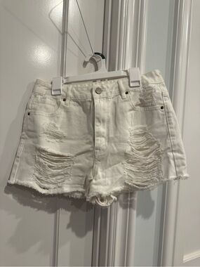 PacSun White Distressed Denim Cutoff Shorts